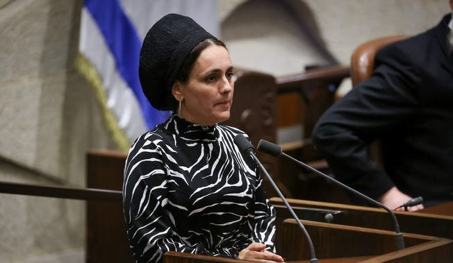 Otzma Yehudit MK Limor Son Har-Melech, one of the co-sponsors of the bill, speaking at the Knesset in Jerusalem in June.