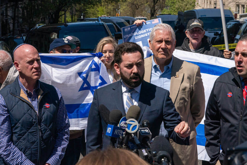 Rep. Mike Lawler (R-NY) outside Columbia University on April 22, 2024.