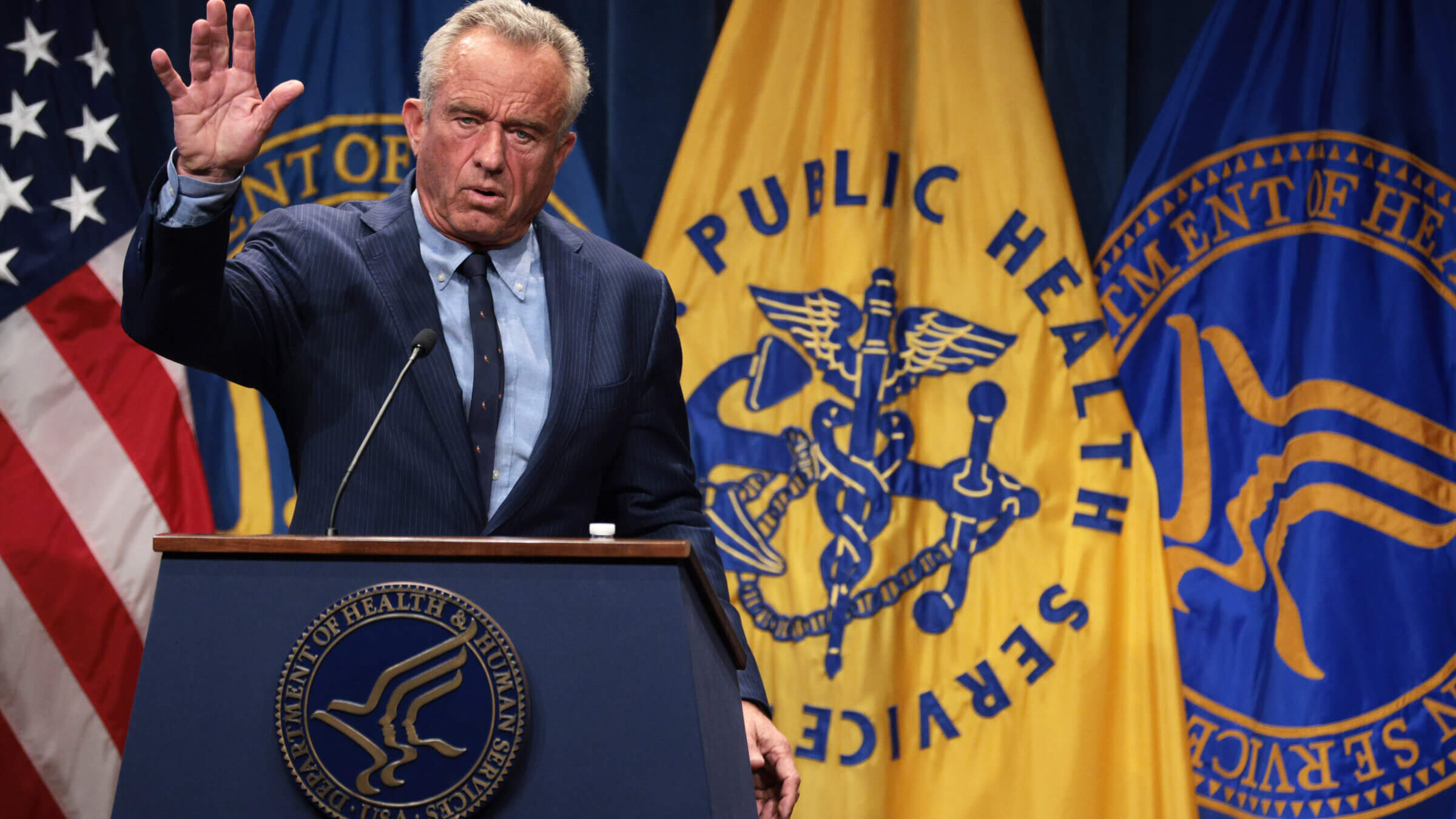 U.S. Secretary of Health and Human Services Robert F. Kennedy Jr. speaks during a news conference at the Department of Health and Human Service.